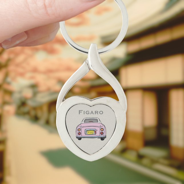 Figarations Monogram Pink Figaro Car Silver Heart Key Ring (For your figaro car keys. Just add your name and initials)