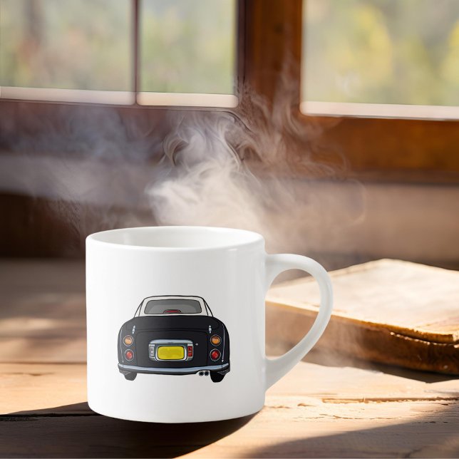 Figarations Name Black Figaro Car Espresso Cup (How do you like your coffee in a morning? I like mine with a fig. Customise with your name)