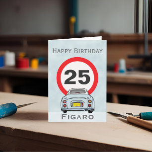 Figarations Pale Aqua Figaro Car Birthday Card