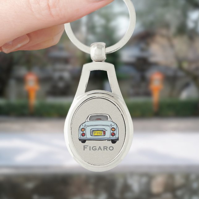 Figarations Pale Aqua Figaro Car Monogram Silver Key Ring (For your figaro car keys. Just add your name and initials)