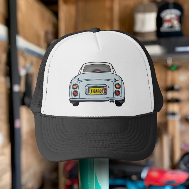 Figarations Pale Aqua Figaro Car Name Trucker Hat (Perfect trucker hat for the Pale Aqua Figaro Driver. Add your name or initials)