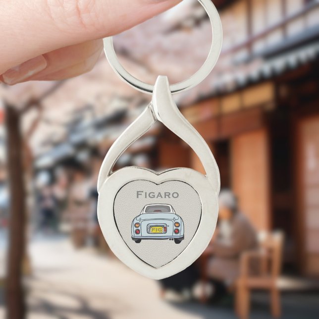 Figarations Pale Aqua Figaro Car Silver Heart Key Ring (For your figaro car keys. Just add your name and initials)