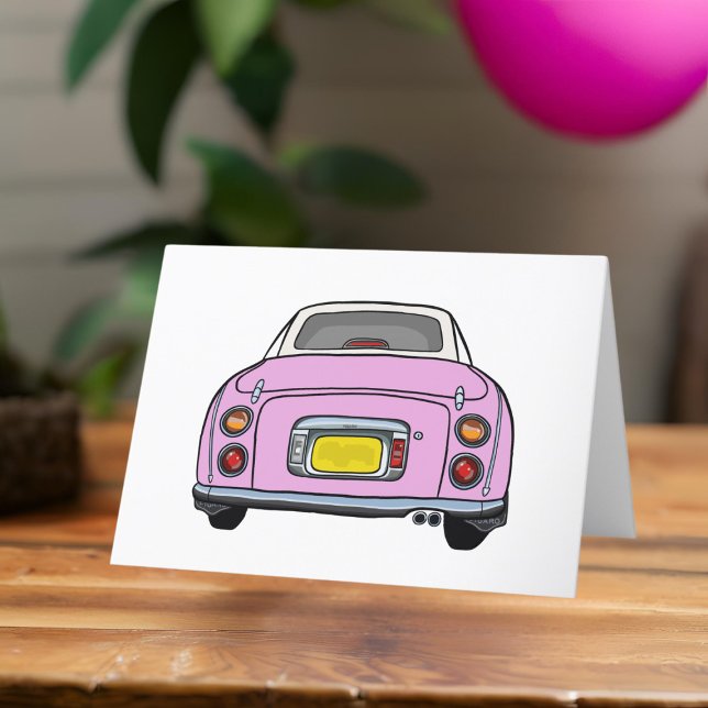 Figarations Pink Figaro Car Blank Greeting Card (A cute pink figaro blank greeting card perfect for any occasion)