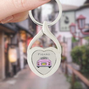 Figarations Pink Figaro Car Monogram Silver Heart Key Ring