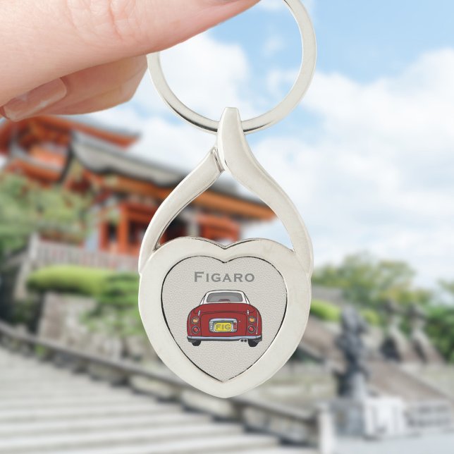 Figarations Red Figaro Car Monogram Silver Heart Key Ring (For your figaro car keys. Just add your name and initials)