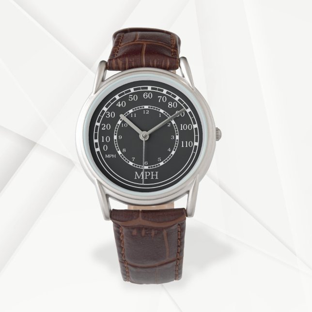 Figarations Rev Counter Car Speedometer Watch (Add your initials)