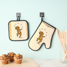Figdewdrop Juggling Squirrel gold pot holders