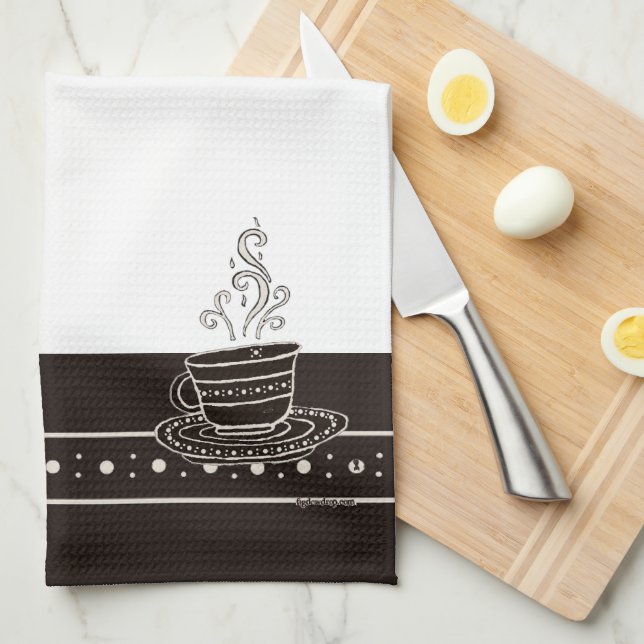 Figdewdrop RelaxCup Black Blinky Bat Kitchen Towel (Quarter Fold)