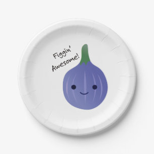 figgin Awesome Fig Pun Paper Plate