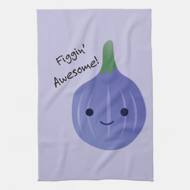 figgin Awesome Fig Pun Tea Towel (Vertical)