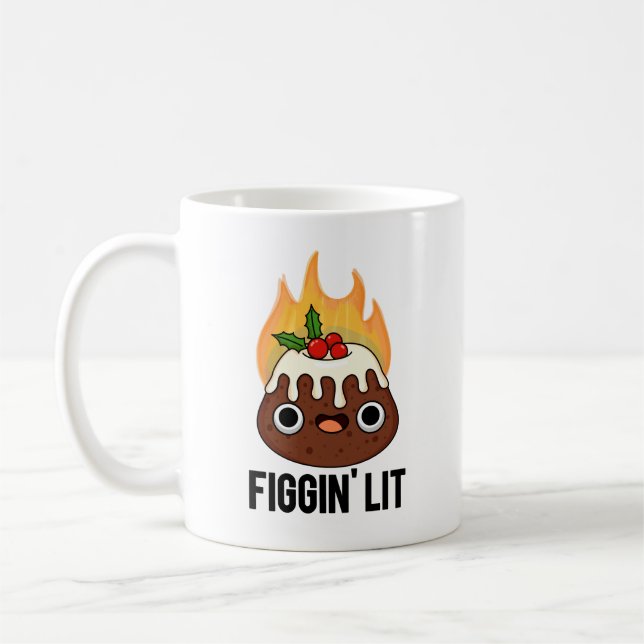 Figgin Lit Funny Figgy Pudding Pun  Coffee Mug (Left)