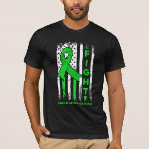 Fight adrenal cancer awareness on flag Design T-Shirt