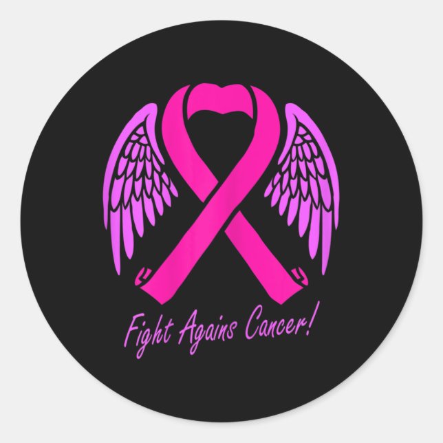 Fight Agains Cancer Pink Cancer Awareness Ribbon W Classic Round Sticker (Front)