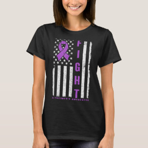 Fight Against Alzheimers Purple Ribbon American T-Shirt