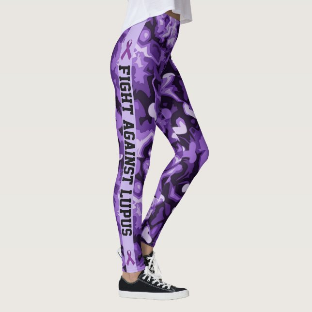 Fight Against Lupus Purple Camo Women's Leggings (Right)