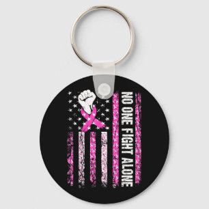 Fight Alone Usa Flag Breast Cancer Awareness Key Ring