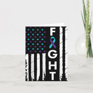 Fight American Flag Ribbon Suicide Prevention Awar Card