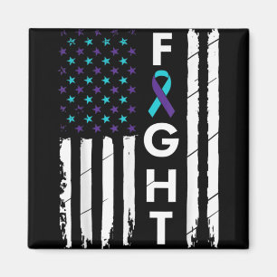 Fight American Flag Ribbon Suicide Prevention Awar Magnet