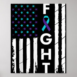 Fight American Flag Ribbon Suicide Prevention Awar Poster