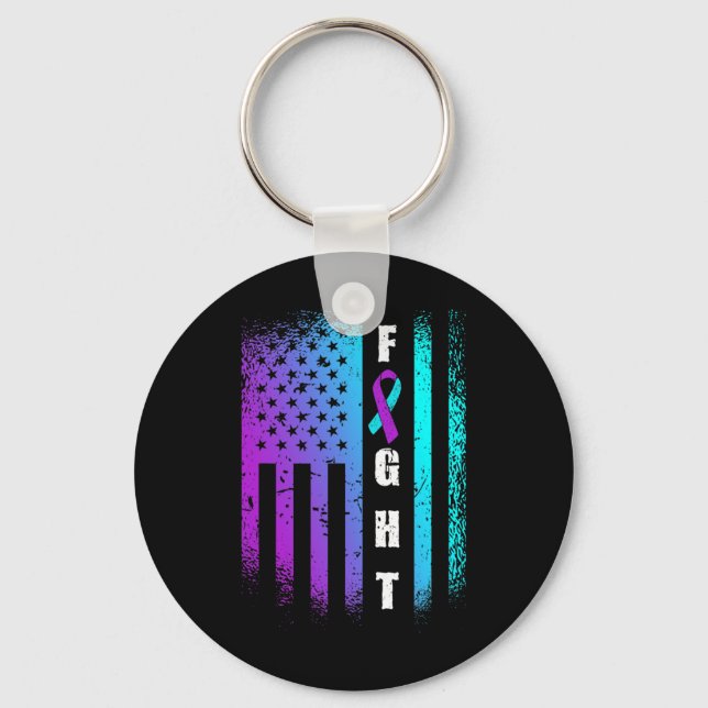 Fight American Flag Suicide Prevention Awareness  Key Ring (Front)