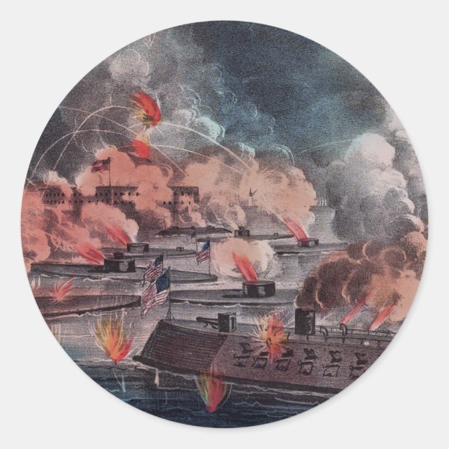 Fight at Charleston. Classic Round Sticker (Front)