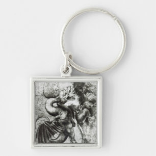 Fight between a Dragon and a Lion Key Ring