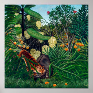 Fight between a Tiger and a Buffalo H Rousseau Poster