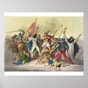 Fight Between Local Indians and Conquistadors (col Poster