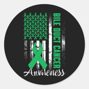 Fight Bile Duct Cancer Awareness Kelly Green Ribbo Classic Round Sticker