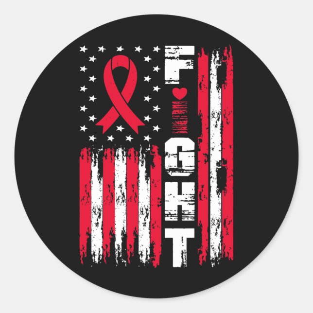 Fight Blood Cancer Awareness Patriotic USA America Classic Round Sticker (Front)