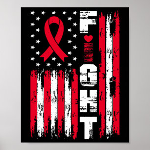 Fight Blood Cancer Awareness Patriotic USA America Poster