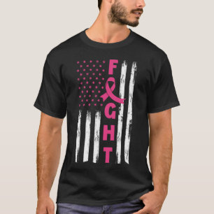Fight Breast Cancer American US Flag Breast Cancer T-Shirt