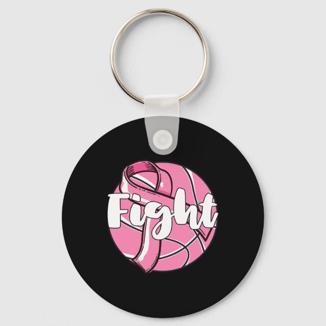 Fight Breast Cancer Awareness Basketball Player Ba Key Ring (Front)