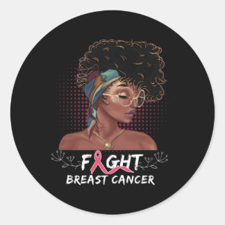 Fight Breast Cancer Awareness Month Black Ribbon K Classic Round Sticker