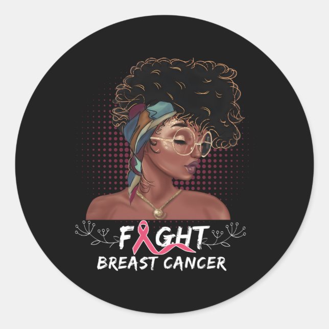 Fight Breast Cancer Awareness Month Black Ribbon K Classic Round Sticker (Front)