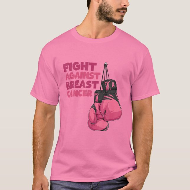 Fight Breast Cancer Awareness Month Boxing Gloves T-Shirt (Front)