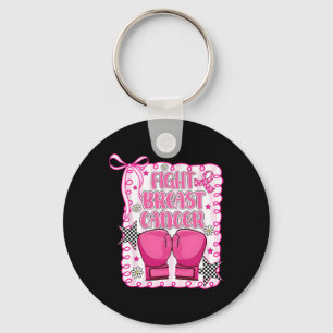 Fight Breast Cancer Boxing Gloves Pink Ribbon Warr Key Ring