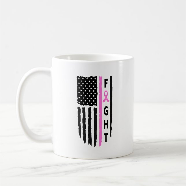 Fight Breast Cancer Flag Coffee Mug (Left)