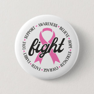 Fight Breast Cancer Pink Ribbon Awareness 6 Cm Round Badge