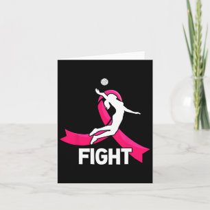 Fight Breast Cancer Volleyball Pink Ribbon Awarene Card
