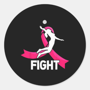 Fight Breast Cancer Volleyball Pink Ribbon Awarene Classic Round Sticker