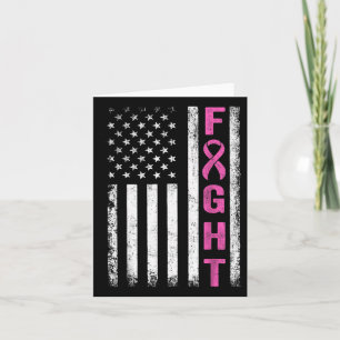Fight Breast Survivor American Flag Breast Cancer Card