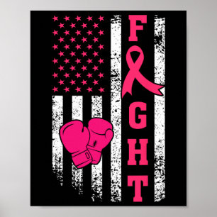 Fight Breast Survivor American Flag Breast Cancer Poster