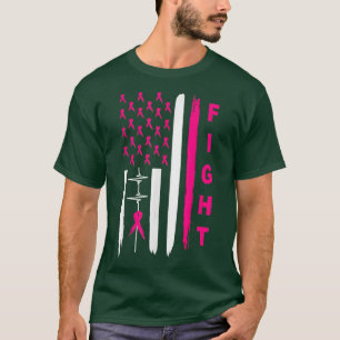 Fight Breast Survivor American Flag Breast Cancer T-Shirt
