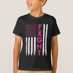 Fight Breast Survivor American Flag Breast Cancer T-Shirt