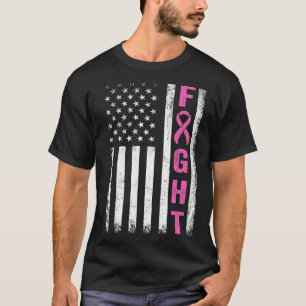 Fight Breast Survivor American Flag Breast Cancer  T-Shirt