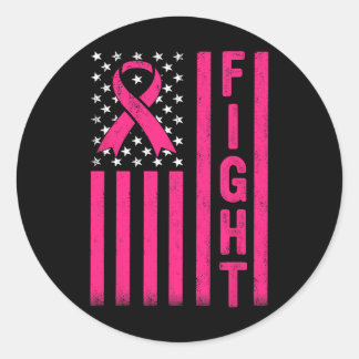 Fight Breast Warrior American Flag Breast Cancer A Classic Round Sticker