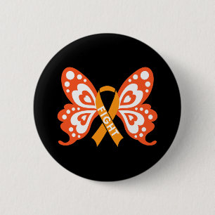Fight Butterfly Leukaemia Awareness Cancer Survivo 6 Cm Round Badge
