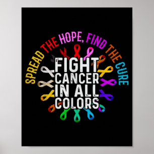 Fight Cancer All Every Color Awareness Support Poster