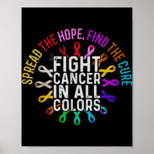 Fight Cancer In All And Every Color Ribbons Flow  Poster